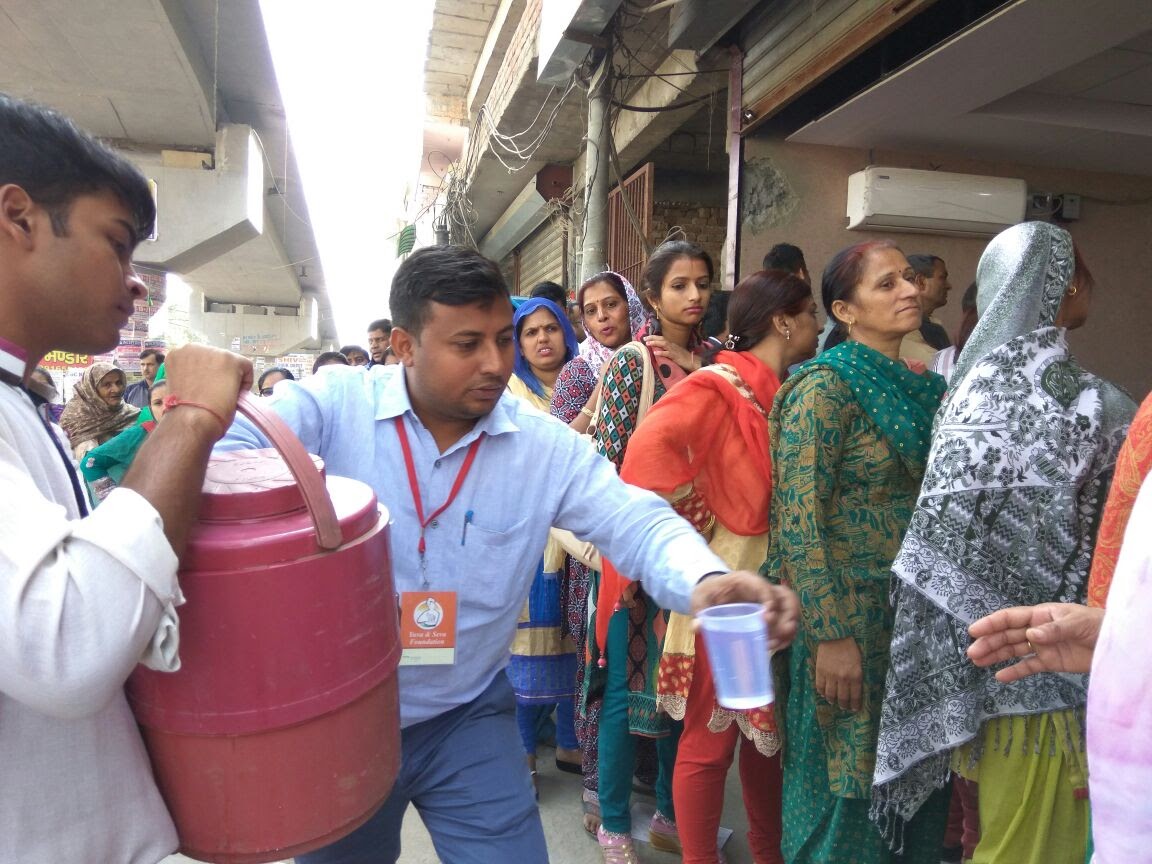 Volunteers serving together